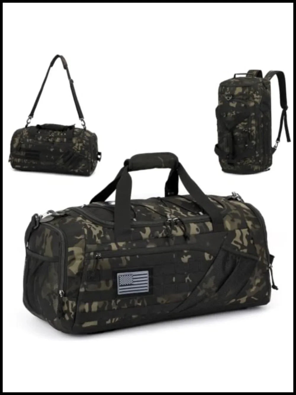 3-in-1 Tactical Duffle Bag Backpack for Men & Women 45L Gym Travel